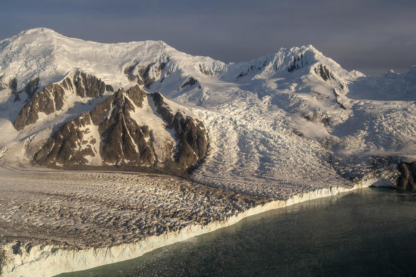 Antarctica, South Shetlands Islands, Livingston Island, False Bay, Helicopter flight on Huntress Glacier.