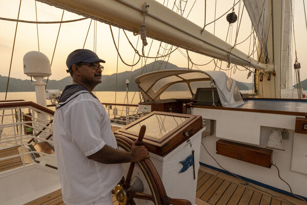 Star Clipper sailing cruise ship, Ko Surin, Thailand.