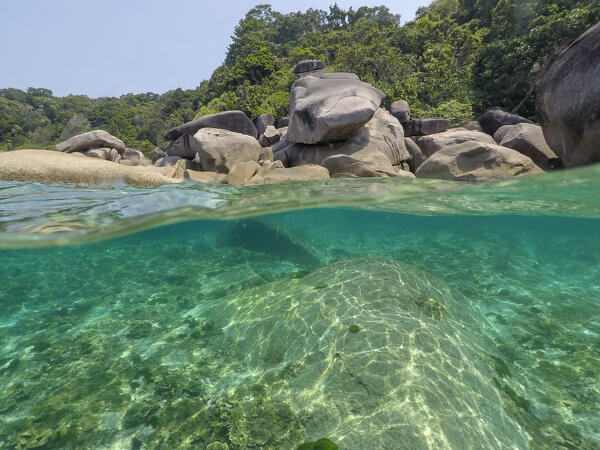 The clear water and rocks of Ko Miang, Similan Islands, Thailand.