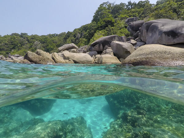The clear water and rocks of Ko Miang, Similan Islands, Thailand.