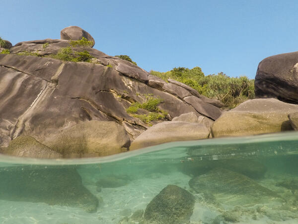 The clear water and rocks of Ko Miang, Similan Islands, Thailand.