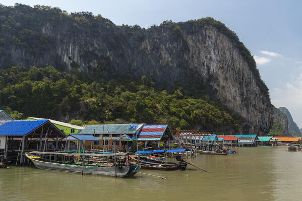 A view of Koh Panyee, one of the region’s typical Muslim villages, Phang Nga Bay,  Thailand.