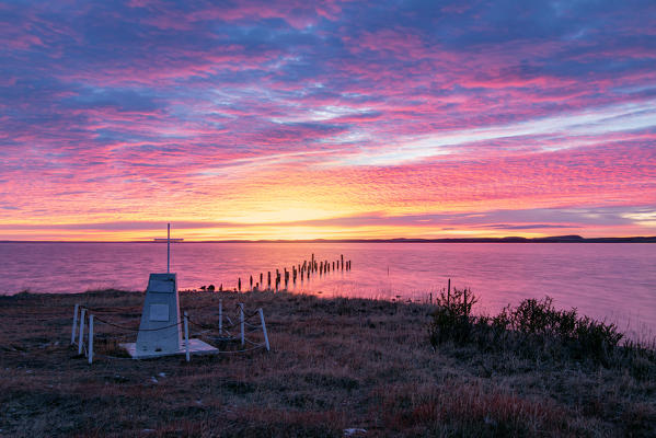 Southern America, Chile, Patagonia: epic sunrise on the road to Punta Arenas