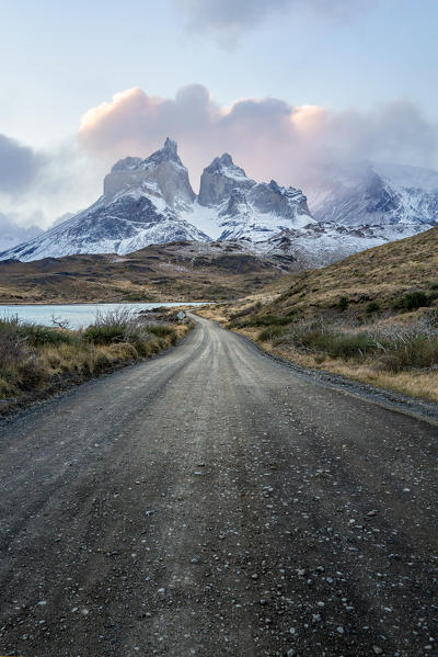 Southern America, Chile, Patagonia, Torres del Paine National Park: iconic view on the road