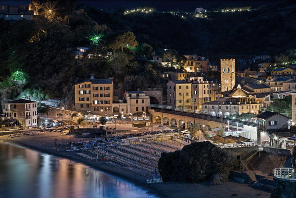 Night on the village of Monterosso al Mare, Cinque Terre National Park, municipality of Monterosso al Mare, La Spezia province, Liguria district, Italy, Europe