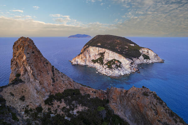 View of the island of Gavi seen from Ponza island at susnet, Ponza municipality, Pontine islands, Tyrrhenian Sea, Latina province, Latium, Italy