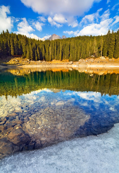 Carezza lake, Dolomites, Italy. A jewel in the Dolomites, Latemar group. 