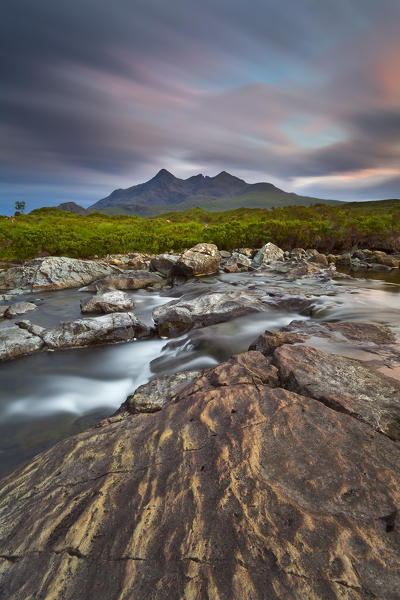 Isle of Skye,Scotland. The peaks of the Black Cuillin at sunset. 