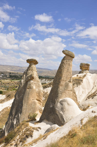 This small group of rock is located in the Region of Kapadokia region in Turkey near the town of Urgup, which is located about 20 km from Nevsehir.