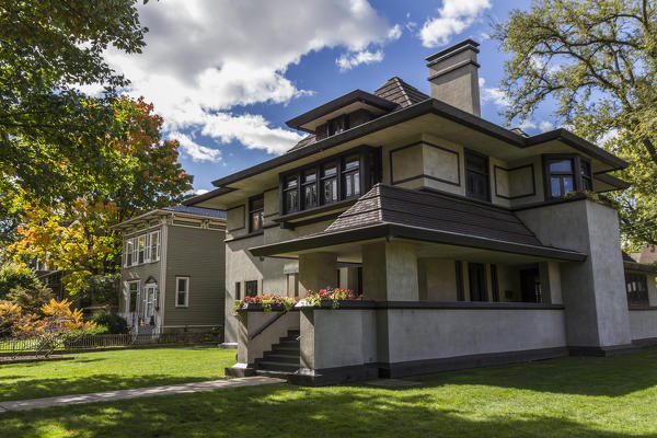 The Stockman House Museum, located in Oak Park of Chicago, is a project of Frank Lloyd Wright architect. Chicago, Illinois, USA