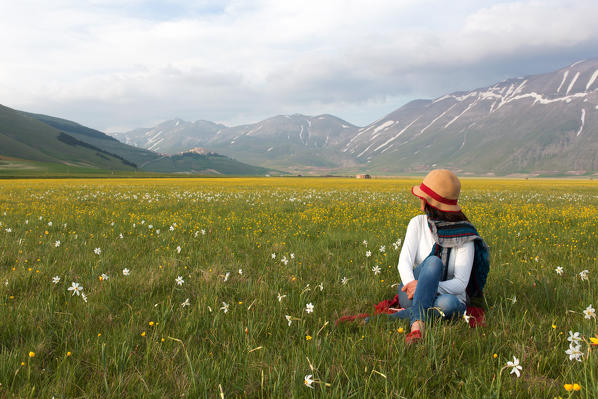 Europe,Italy, Umbria, Perugia district, Sibillini mountains, Castelluccio of Norcia village 