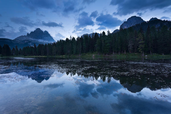 Europe,Italy,Veneto,Dolomities, Belluno district.
Antorno lake at dusk