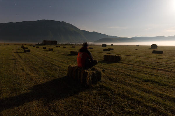 Europe,Italy,Umbria,Perugia district,Castelluccio of Norcia. Foggy Sunrise