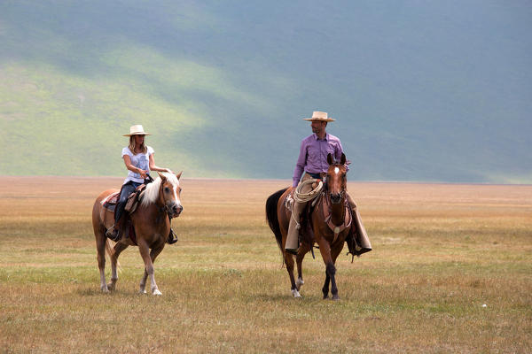 Europe,Italy,Umbria,Perugia district,Castelluccio of Norcia. Horse riding