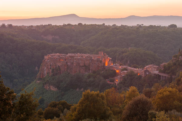 Europe,Italy,Lazio,Viterbo district. 
Calcata at dusk.