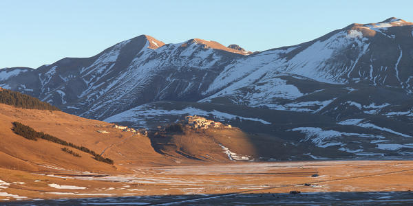 Europe,Italy,Perugia district,Castelluccio of Norcia.
Castelluccio of Norcia at sunrise.
