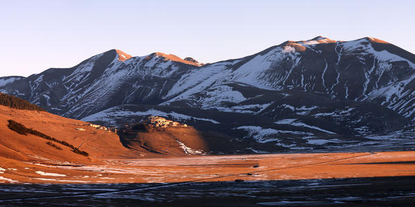 Europe,Italy,Perugia district,Castelluccio of Norcia.
Castelluccio of Norcia at sunrise.

