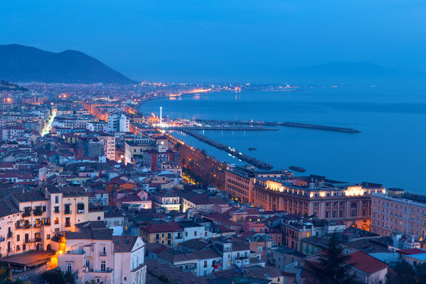 Europe,Italy,Campania,Salerno.
City at dusk