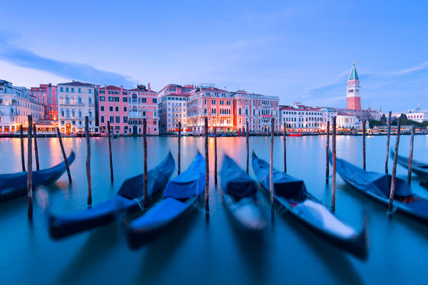 Europe,Italy,Veneto,Venice.
Gondolas at dusk