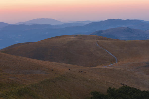 Europe,Italy,Umbria,Perugia district,Central Appennines at sunset.