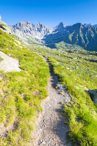 The path in Vallone del Roc, Valle dell Orco, Gran Paradiso National Park, Province of Turin, italian alps, Italy