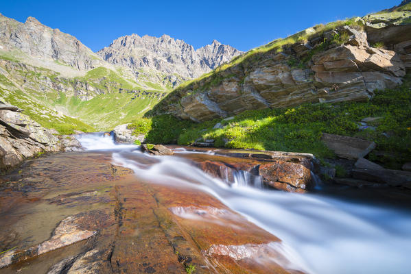 River at Plan del Broglio, Vallone del Roc, Valle dell Orco, Gran Paradiso National Park, Province of Turin, italian alps, Italy