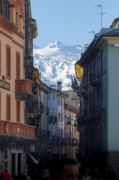 Ruitor seen from the streets of Aosta, Aosta Valley, Italian alps, Italy