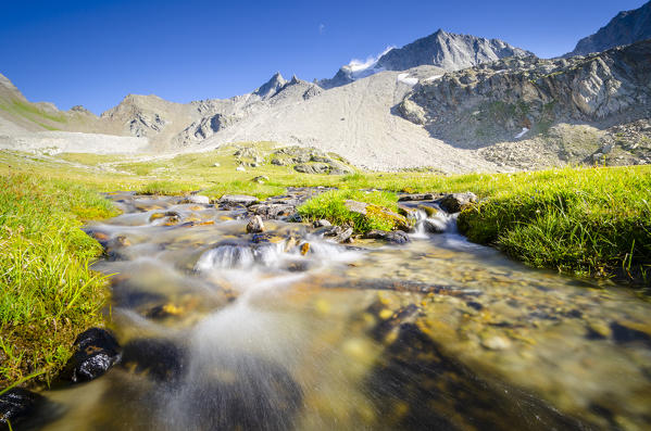 Torrent in Vallon de Bouque, Valgrisenche, Aosta Valley, Italian alps, Italy