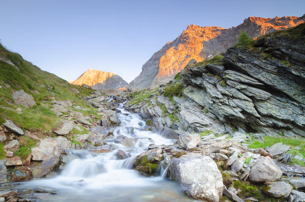 Sunset in Vallon de Bouque, Valgrisenche, Aosta Valley, Italian alps, Italy