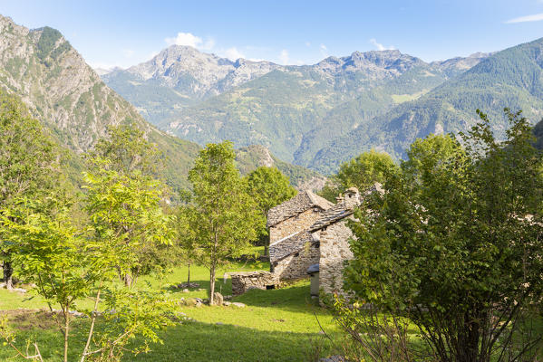 Little hamlet and Mont Mars, Lys Valley, Aosta Valley, Italian alps, Italy