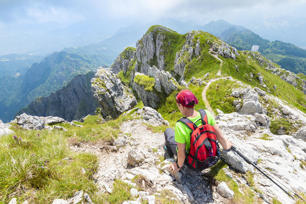 Sentiero delle Creste, Monte Alben, Val Brembana, Alpi Orobie, province of Bergamo, Lombardy, Italian alps, Italy