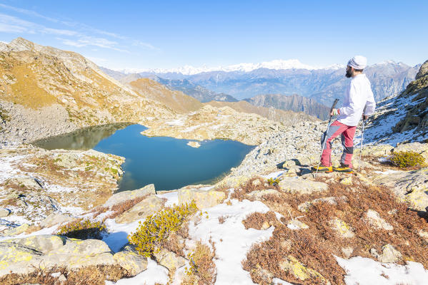 Lac Cornouy seen from Mont Blanchet, Vallon de la Mandaz, Valle di Champorcher, Aosta Valley, Italian alps, Italy