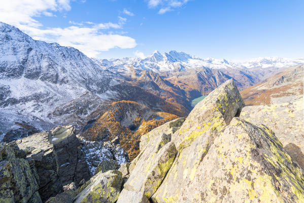The view from Punta Pelousa, Ceresole Reale, Valle dell Orco, Gran Paradiso National Park, Italian alps, Province of Turin, Piedmont