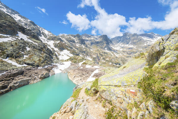 Lago Nero, Valle del Drogo, Valle Spluga, province of Sondrio, Lombardy, Italian alps, Italy