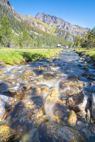 Little creek near Lac de Servaz, Vallon de Chalamy, Mont Avic Natural Park, Valle d Aosta, Italian alps, Italy