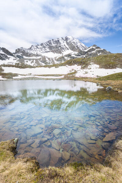 Lac de la Leita and Mont Glacier, Vallon de Chalamy, Mont Avic Natural Park, Valle d Aosta, Italian alps, Italy