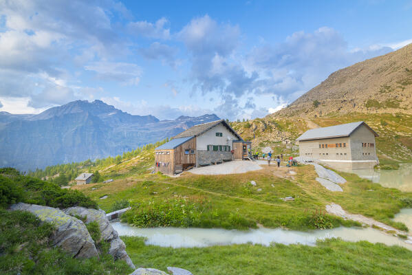 Sunset at Refuge Jervis, Valle dell Orco, Gran Paradiso National Park, Province of Turin, Piedmont, Italian alps, Italy