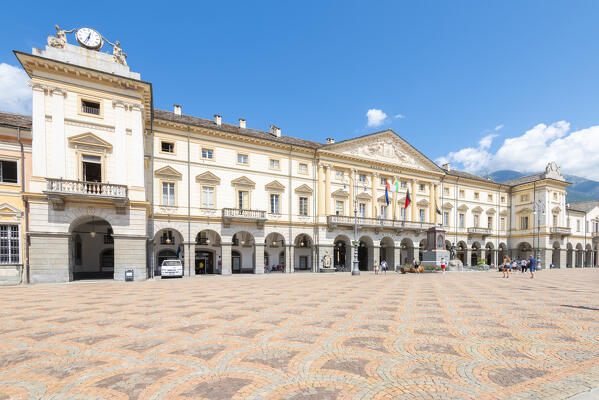 Emile Chanoux square, Aosta, Vallee d Aoste, Italian alps, Italy