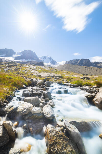 Creek under Gran Paradiso massif, Valsavarenche, Vallee d Aoste, Italian alps, Italy