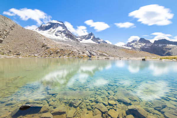 Moncorve lake, refuge Vittorio Emanuele, Valsavarenche, Vallee d Aoste, Italian alps, Italy