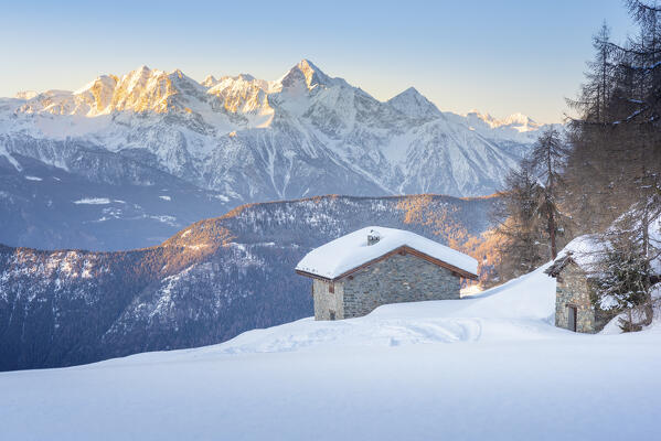 Alpe Pilaz at dawn, La Magdeleine, Valtournenche, Valle d Aosta, Italian alps, Italy