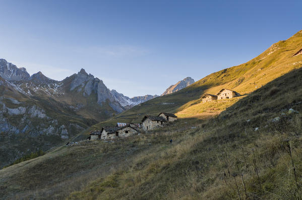 Little village in the sunset (Gran San Bernardo valley, Aosta Valley, Italian alps, Italy)