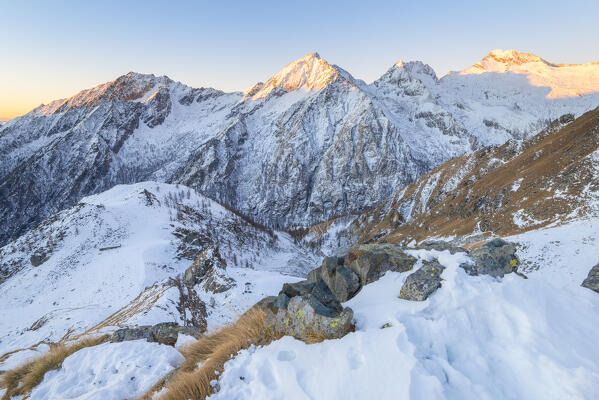 Dawn in Campiglia Valley, Valle Soana, Gran Paradiso National Park, Piedmont, Province of Turin, Italian alps, Italy
