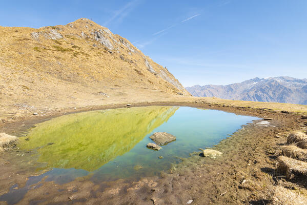 Little lake at Pian delle Masche, Valle Soana, Gran Paradiso National Park, Piedmont, Italian alps, province of Turin, Italy
