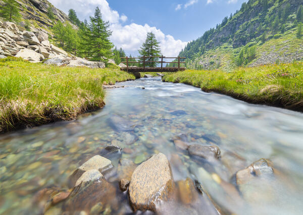 Torrent at Plan de Tzere, Val d Ayas, Valle d Aosta, Italian alps, Italy
