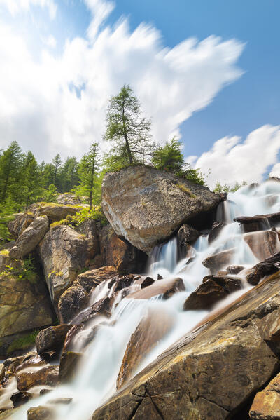 Waterfall of torrent de Tzere, Val d Ayas, Valle d Aosta, Italian alps, Italy