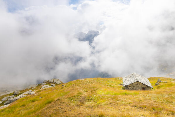 The little cottage of Freide, Valfredda valley, Gressoney Valley, Valle d Aosta, Italian alps, Italy