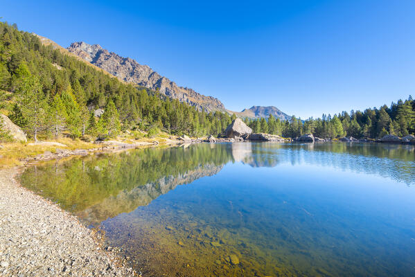 Panaz lake, Chalamy valley, Mont Avic natural park, Champdepraz, Aosta Valley, Italian alps, Italy