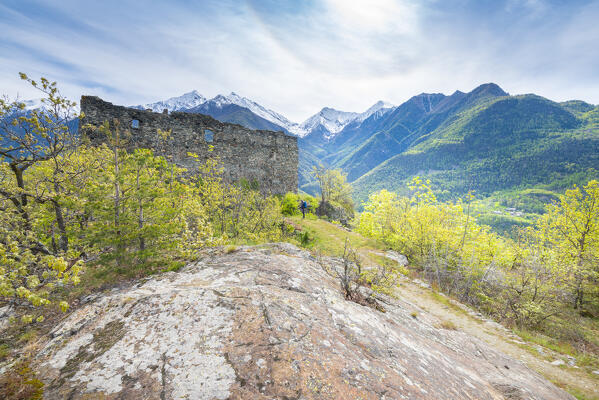 Ruines of Villa s chateau, Challand Saint Anselme, Val d Ayas, Aosta Valley, Italian alps, Italy