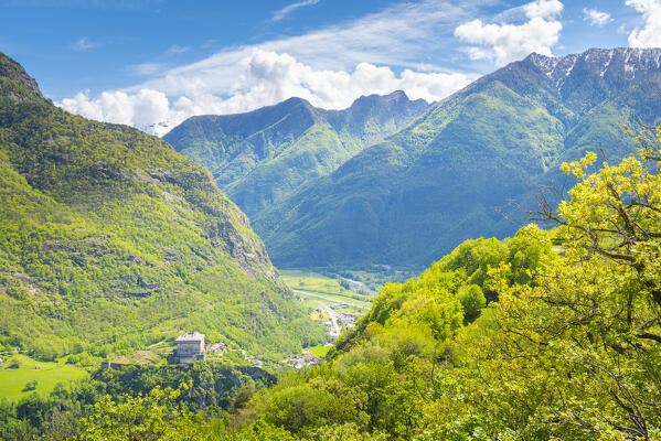 Verres castle and the doors of Val d Ayas, Aosta Valley, Italian alps, Italy